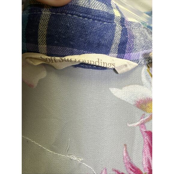 Soft Surroundings Serena Mixed Media Plaid Tunic L Embroidered Floral Artsy - Picture 8 of 11